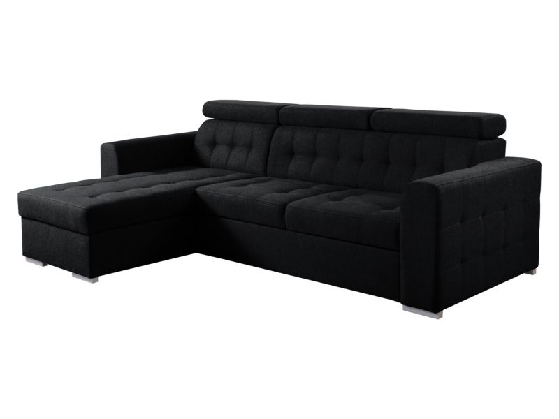 Narożnik z funkcją spania MIRJAN 24 Zara lewy z ruchomymi zagłówkami czarny 1 szt.