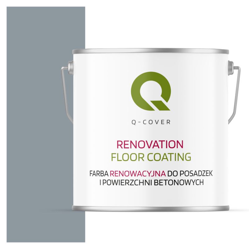 Farba Renowacyjna do Posadzek i Powierzchni Betonowych Q-Cover Szaro-Błękitny RAL7001 Wysoki Połysk 5L