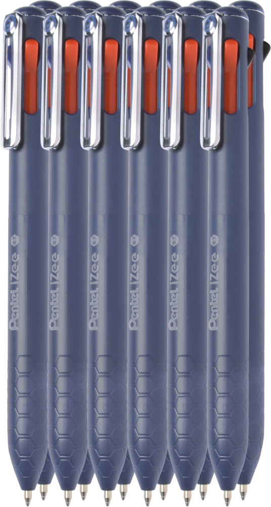 12x Długopis automatyczny Pentel iZee 4 w 1, 4 wkłady, 0.7mm, obudowa granatowa/ wkłady mix kolorów