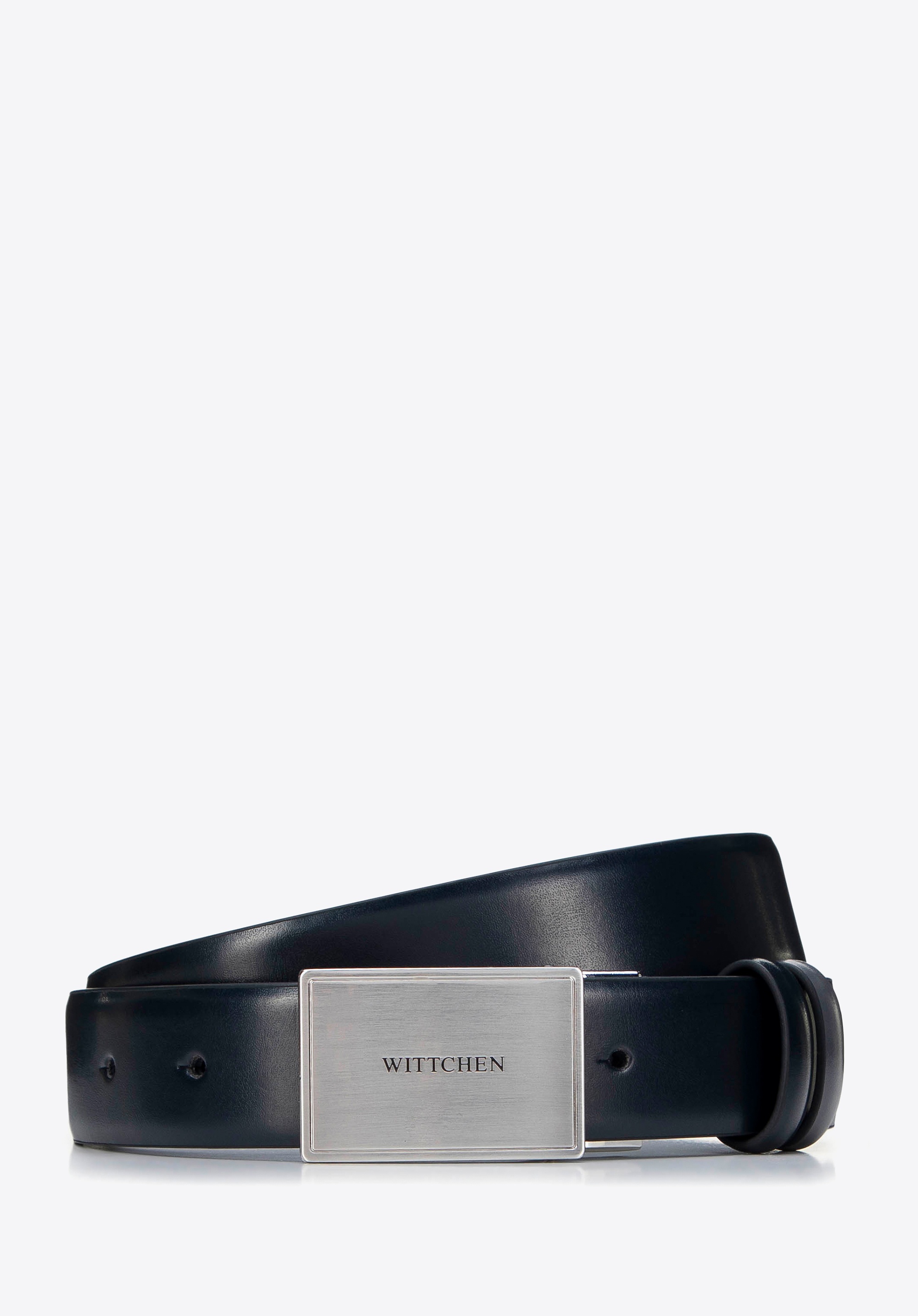 Dodatkowe rabaty - Męski pasek ze skóry z zabudowaną klamrą granatowy