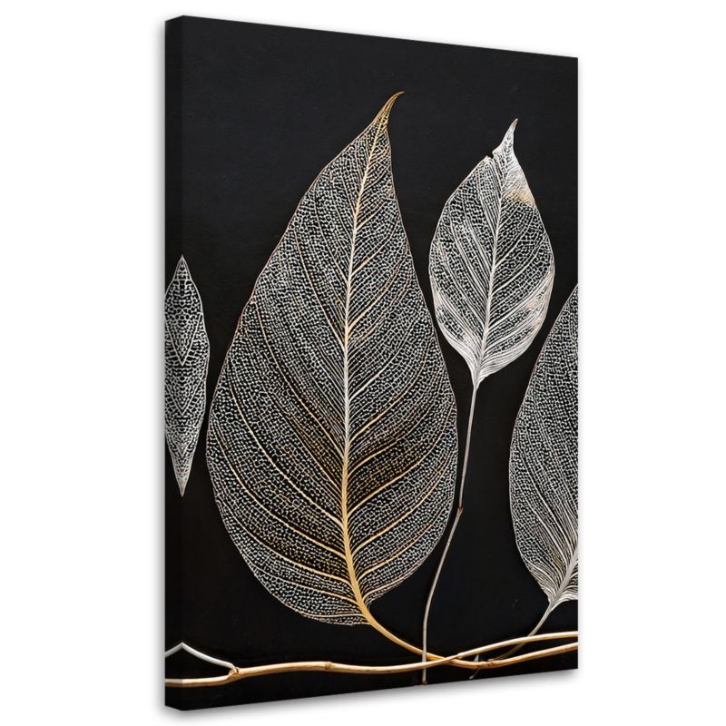 Obraz na płótnie Feeby Minimalizm Liscie Gałązka Glamour 80x120cm 1szt