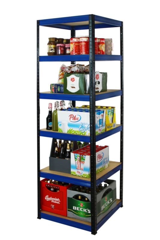 Regał metalowy MODO24 magazynowy czarno-niebieski helios 213x40x40cm 6 półek po 175 kg 1 szt.
