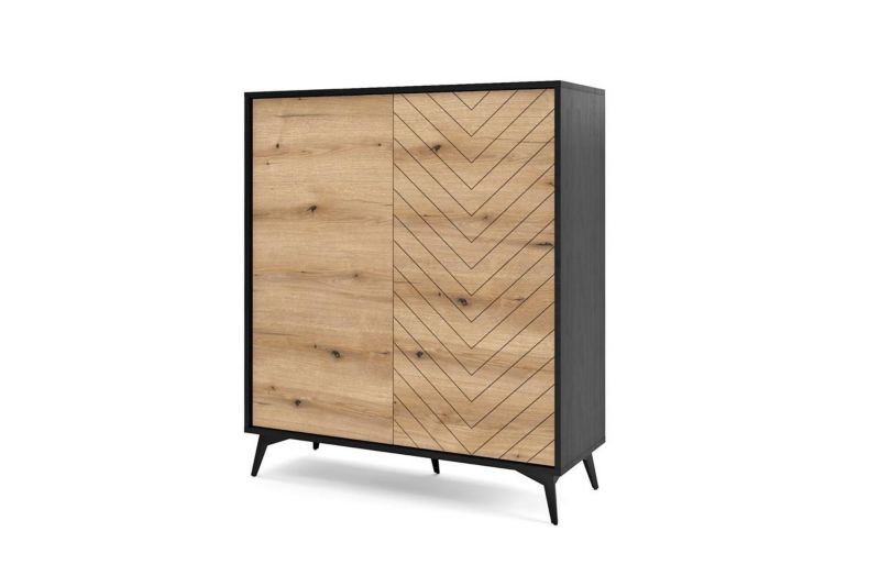 Komoda dwudrzwiowa Bettso Diamond 104 cm wysoka dąb evoke czarny mat 1szt.