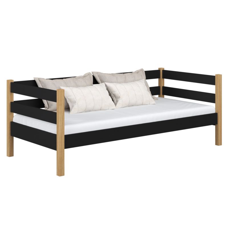 Drewniane łóżko N-WOOD sofa N01 czarno dębowy 80x200 1szt.
