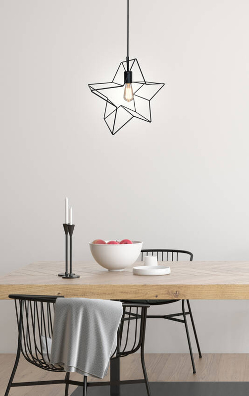 Czarna lampa sufitowa wisząca z regulacją wysokości do salonu GWIAZDKA metal