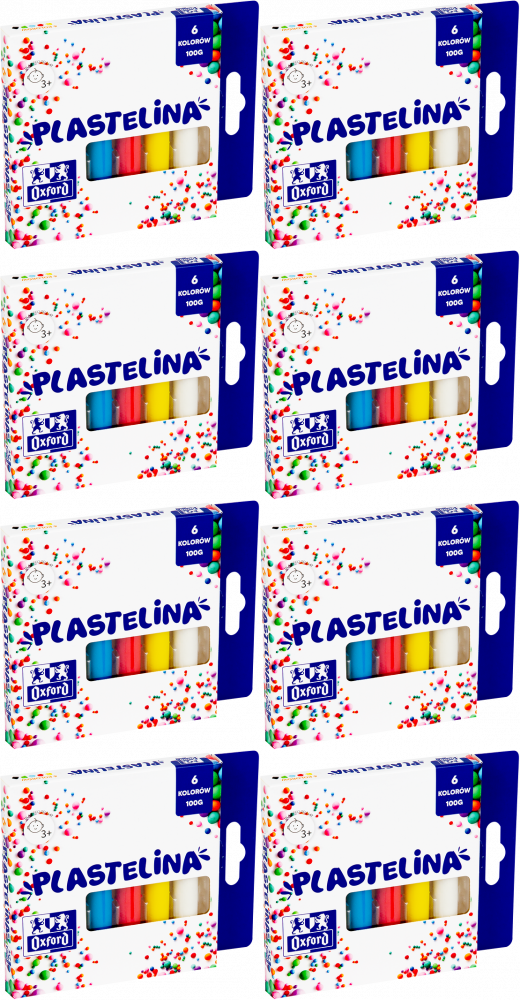 8x Plastelina Oxford mix kolorów, 6 kolorów, 100g