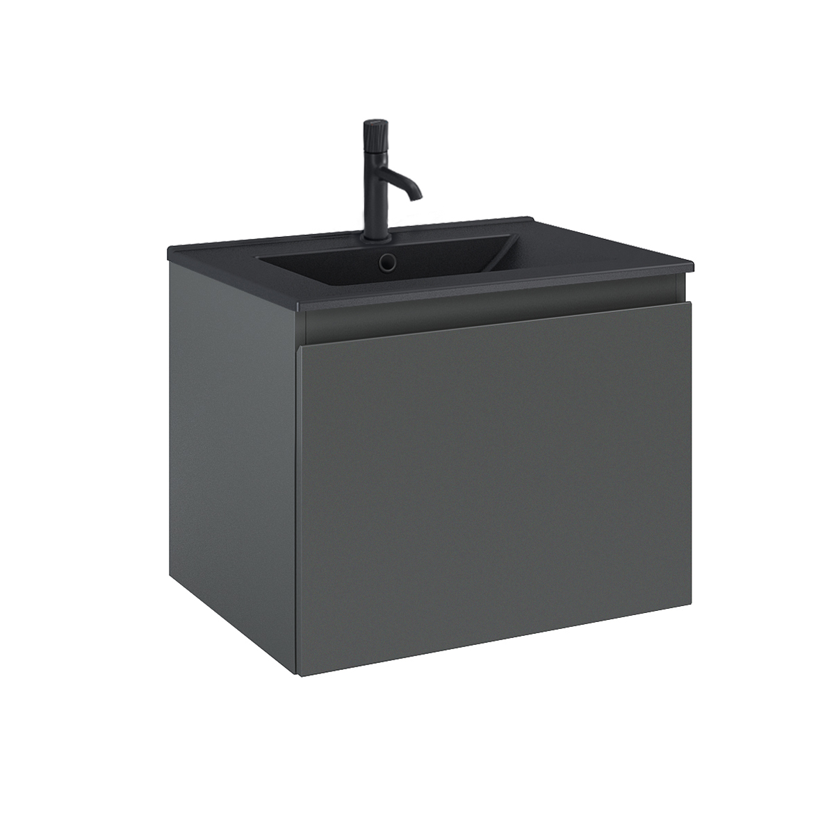 Oltens Vernal umywalka z szafką 60 cm czarny mat/grafit mat 68013400 - Wysyłka w 24h