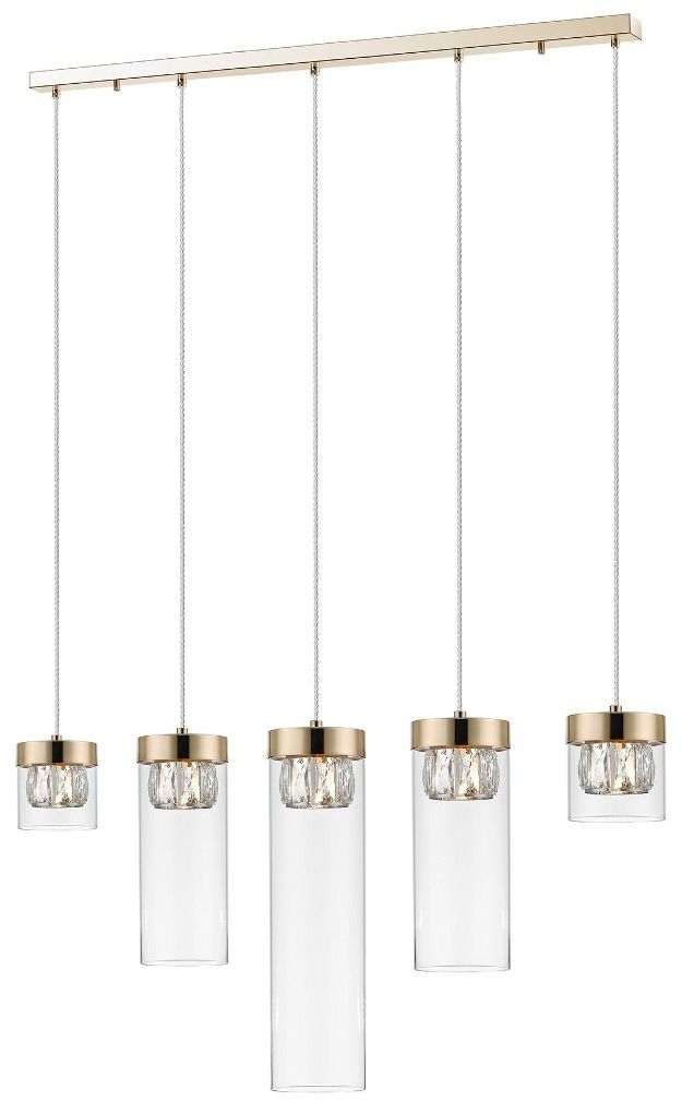 Darmowa Dostawa - Lampa wisząca 5x28 W przezroczysta-złota Zuma Line Gem P038905EF7AC