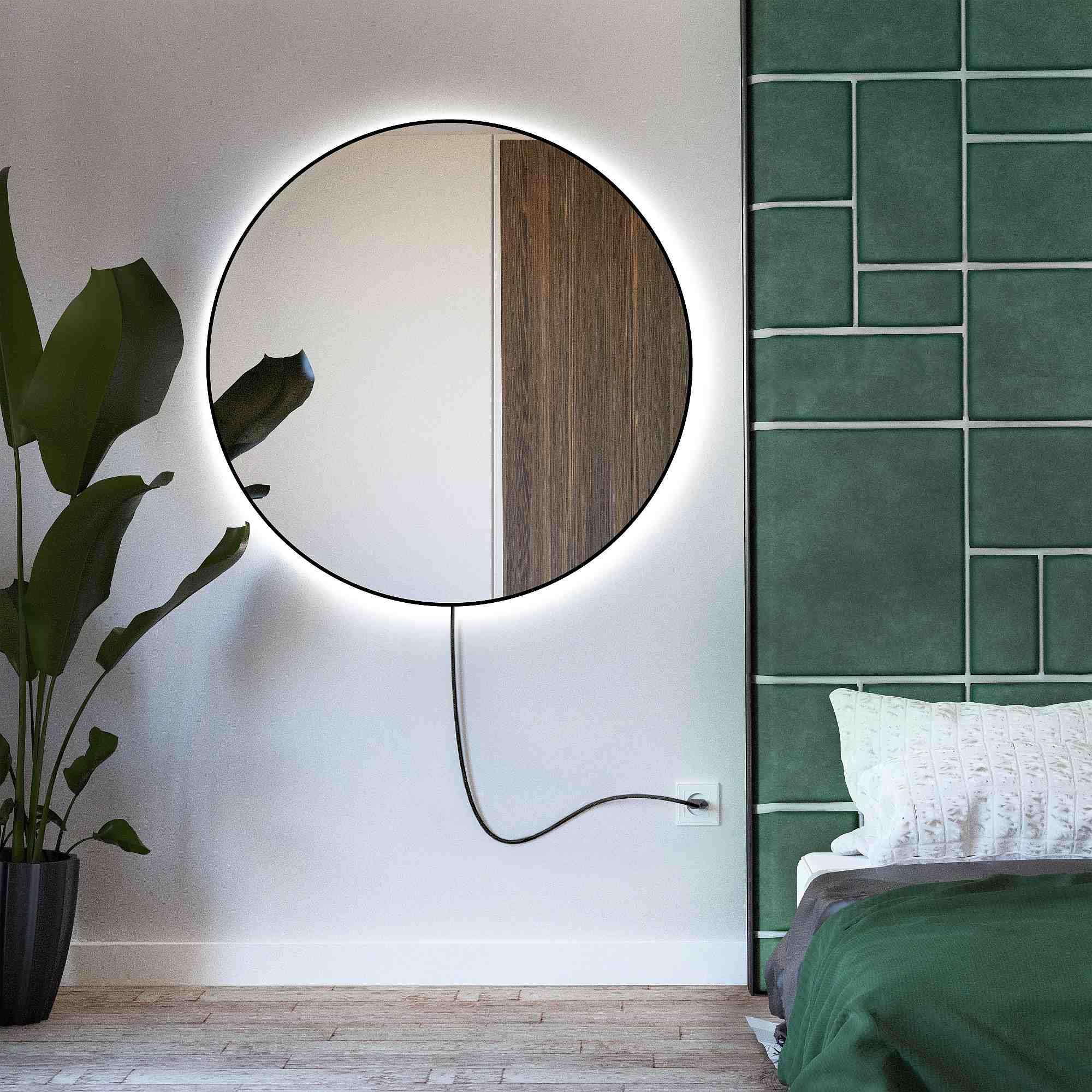Darmowa Dostawa - Lustro 80x80 cm okrągłe z oświetleniem czarny Baltica Design Electra 5904107903880