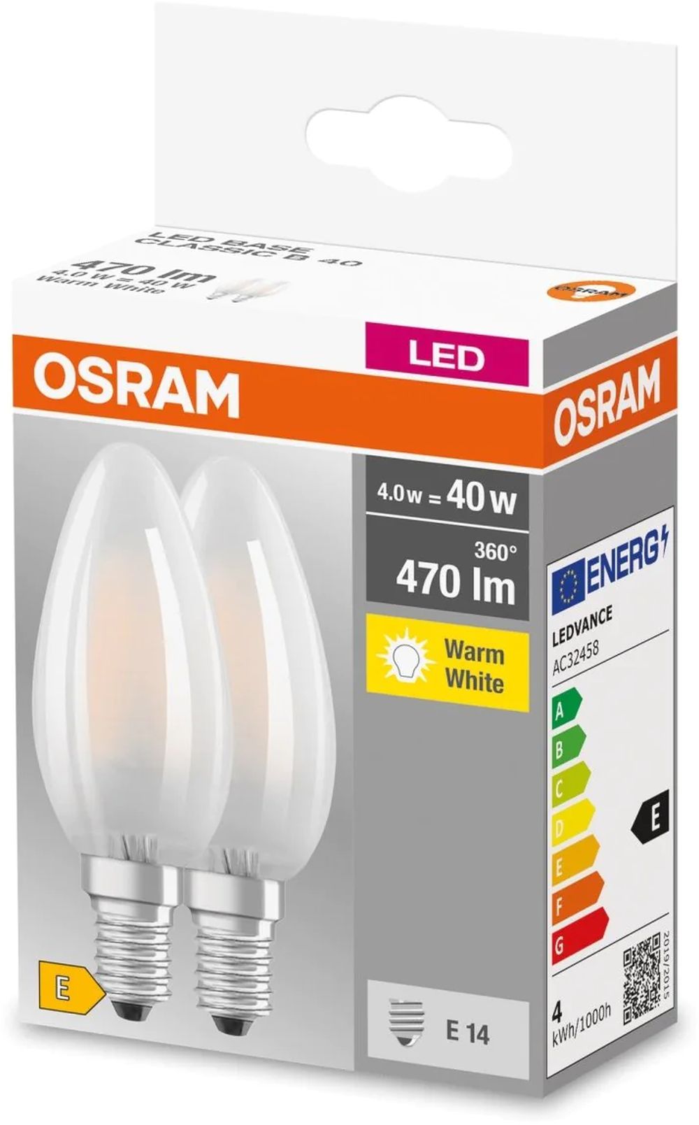 Darmowa Dostawa - Żarówki LED Multipack 2x4 W 2700 K e14 Osram LED Lamps 4058075803930