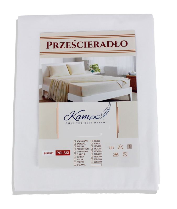 Prześcieradło tradycyjne hotelowe gładkie 180x280 1 szt.