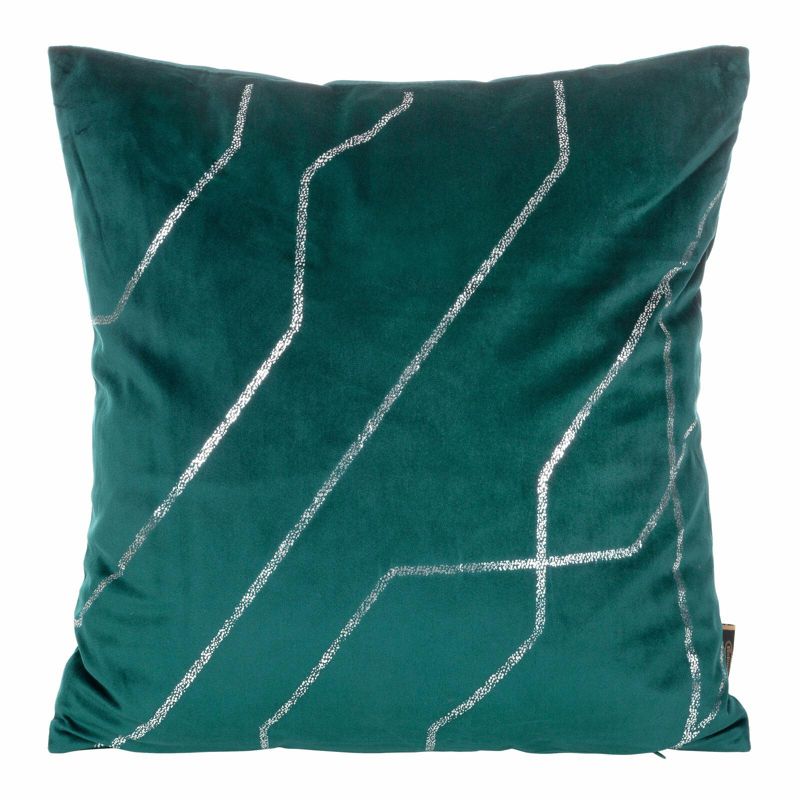 Poszewka BLINK 37 Eurofirany 45 x 45 cm ciemnoturkusowa ze srebrnym nadrukiem welwetowa 1 szt.