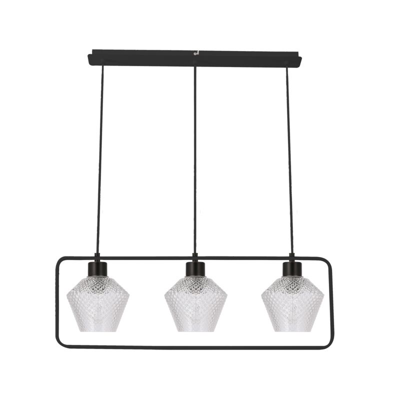 Lampa sufitowa karbowane klosze Candellux Niko czarno-bezbarwny 3xE27x40W IP20 wym:110x70x15cm - 1 szt.