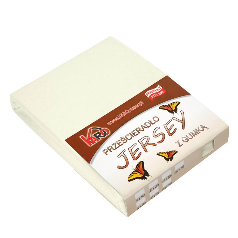 Prześcieradło jersey z gumką KARO 160x200 ekri 1 szt.