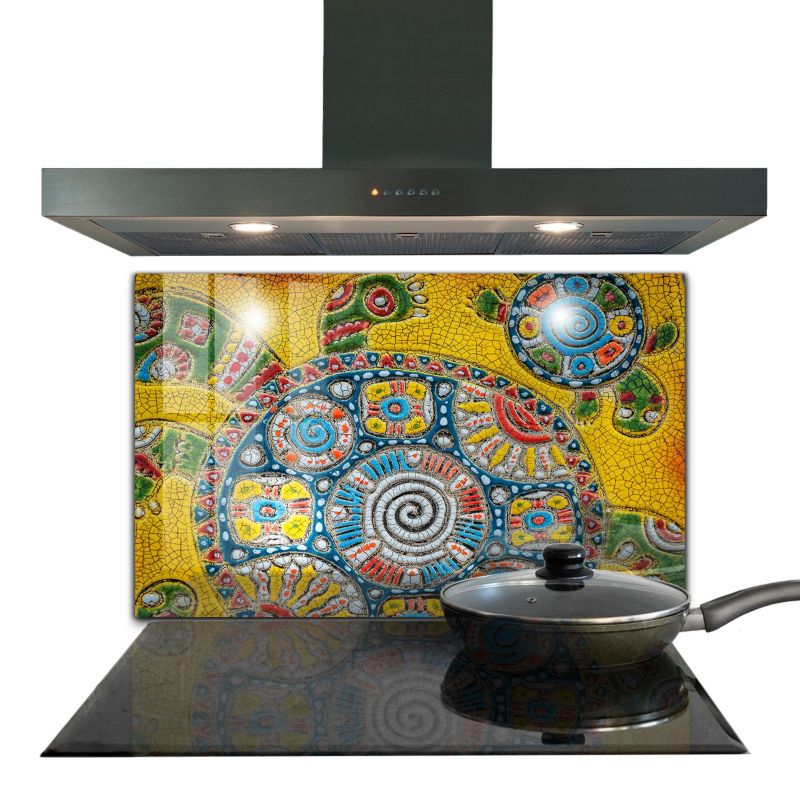 Osłona kuchenna Wallfluent 100x70 cm Żółw Mozaika Szklany 1 szt.