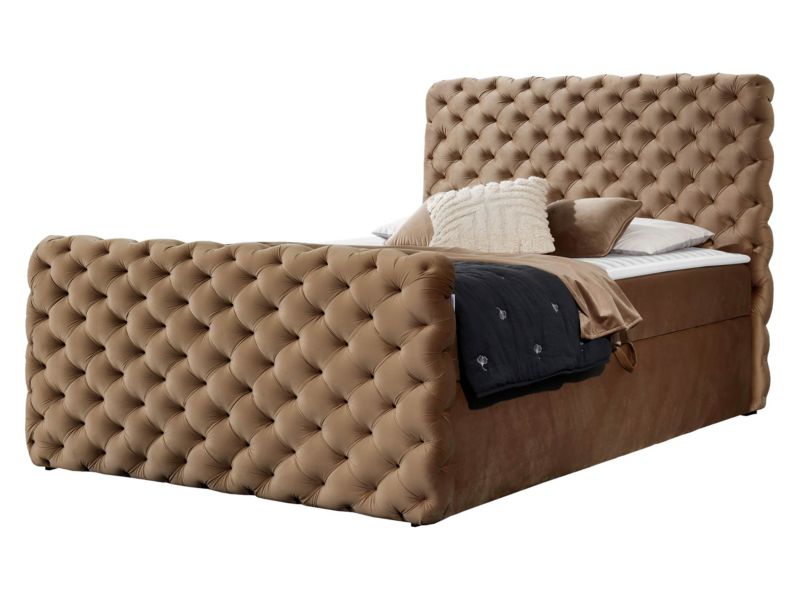Łóżko kontynentalne MIRJAN 24 Chesterfield Lux 200x200 ciepły brąz 1 szt.