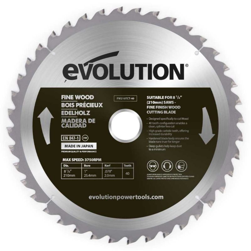 Piła widiowa Evolution do cięcia drewna Fine wood 210mm / 40z do pił ukośnych 1 szt.
