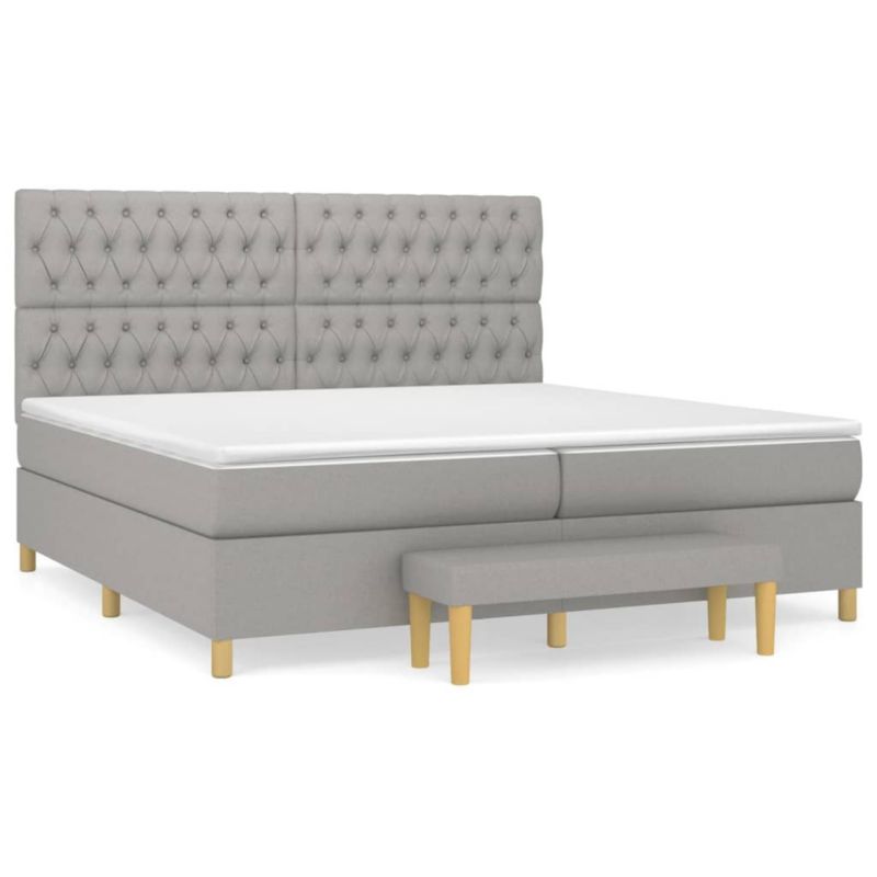 Łóżko kontynentalne WaszeMeble 200x200 cm jasnoszare WM-3137421 1 szt.