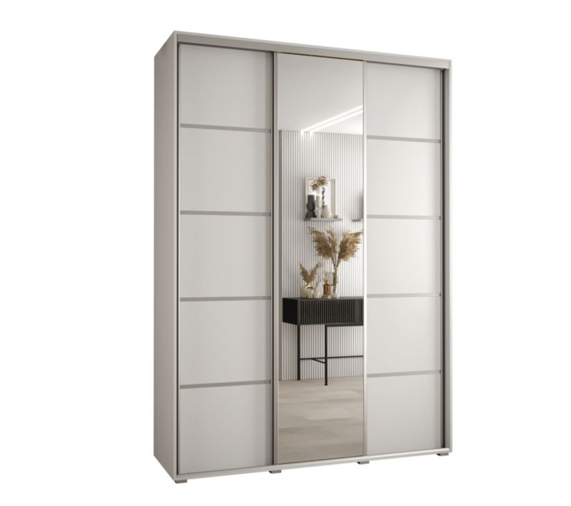 Szafa przesuwna Abiks DAVOS 5 wysoka szer.170cm gł.45cm biały/biały/srebrny 1szt.