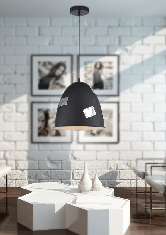 Czarna lampa wisząca sufitowa z regulacją wysokości PATCH metal chrom