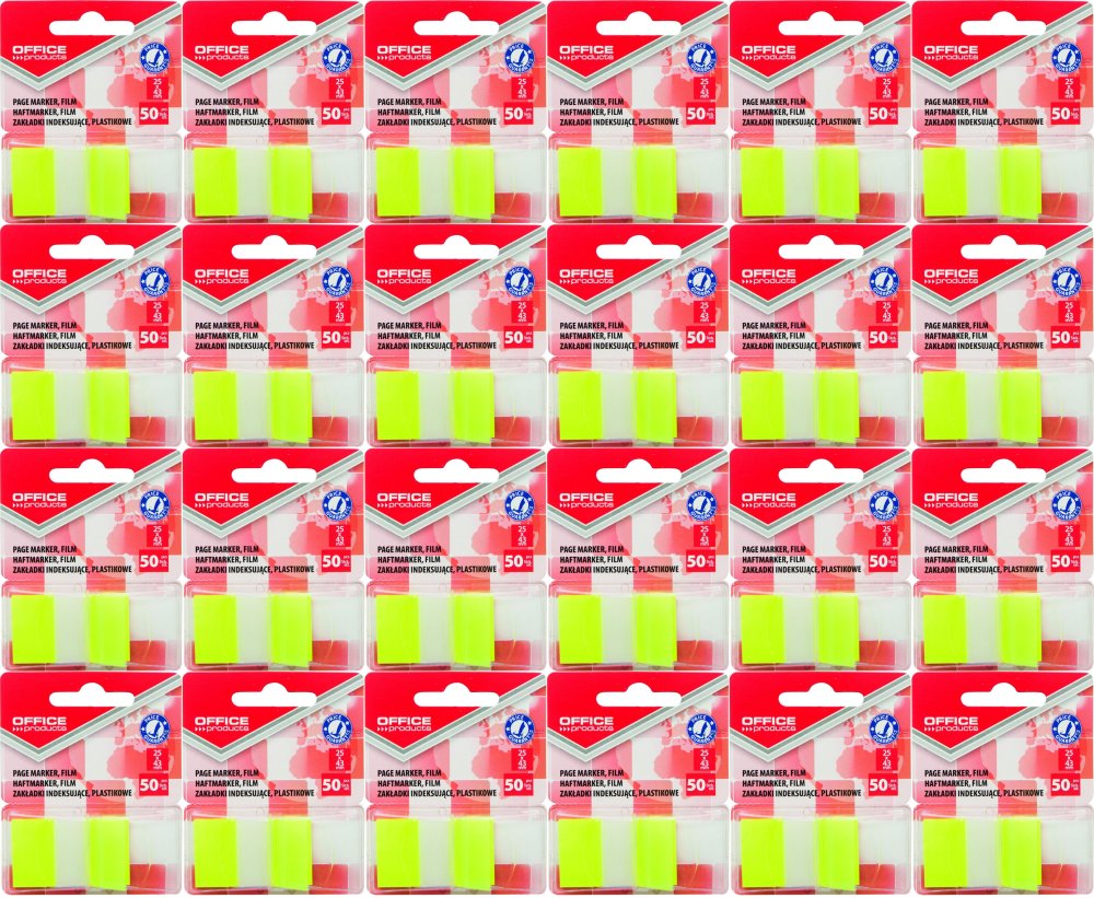 24x Zakładki samoprzylepne Office Products, indeksujące, folia PP, 25x43mm, 1x50 sztuk, żółty