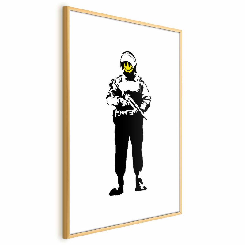 Plakat Artgeist Uśmiechnięty policjant 40x60 cm z ramą złotą z marginesem 1 szt