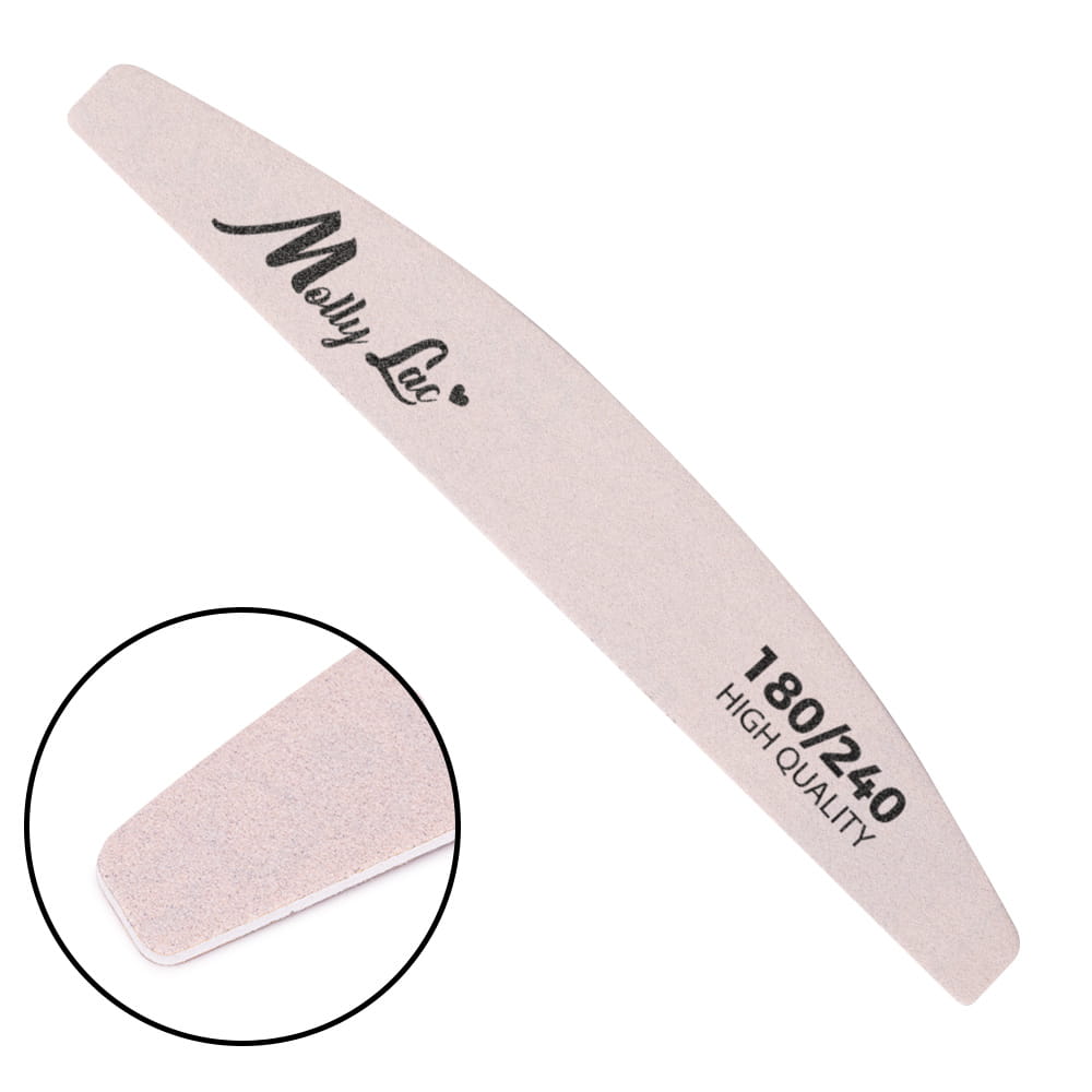 Pilnik do paznokci półksiężyc łódka slim 180/240 MollyLac zebra 1 szt
