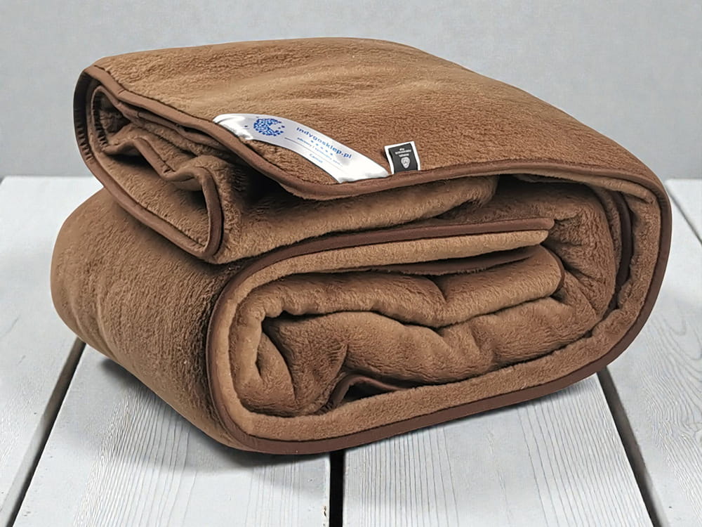 Kołdra wełniana camel brąz 200x240 Premium