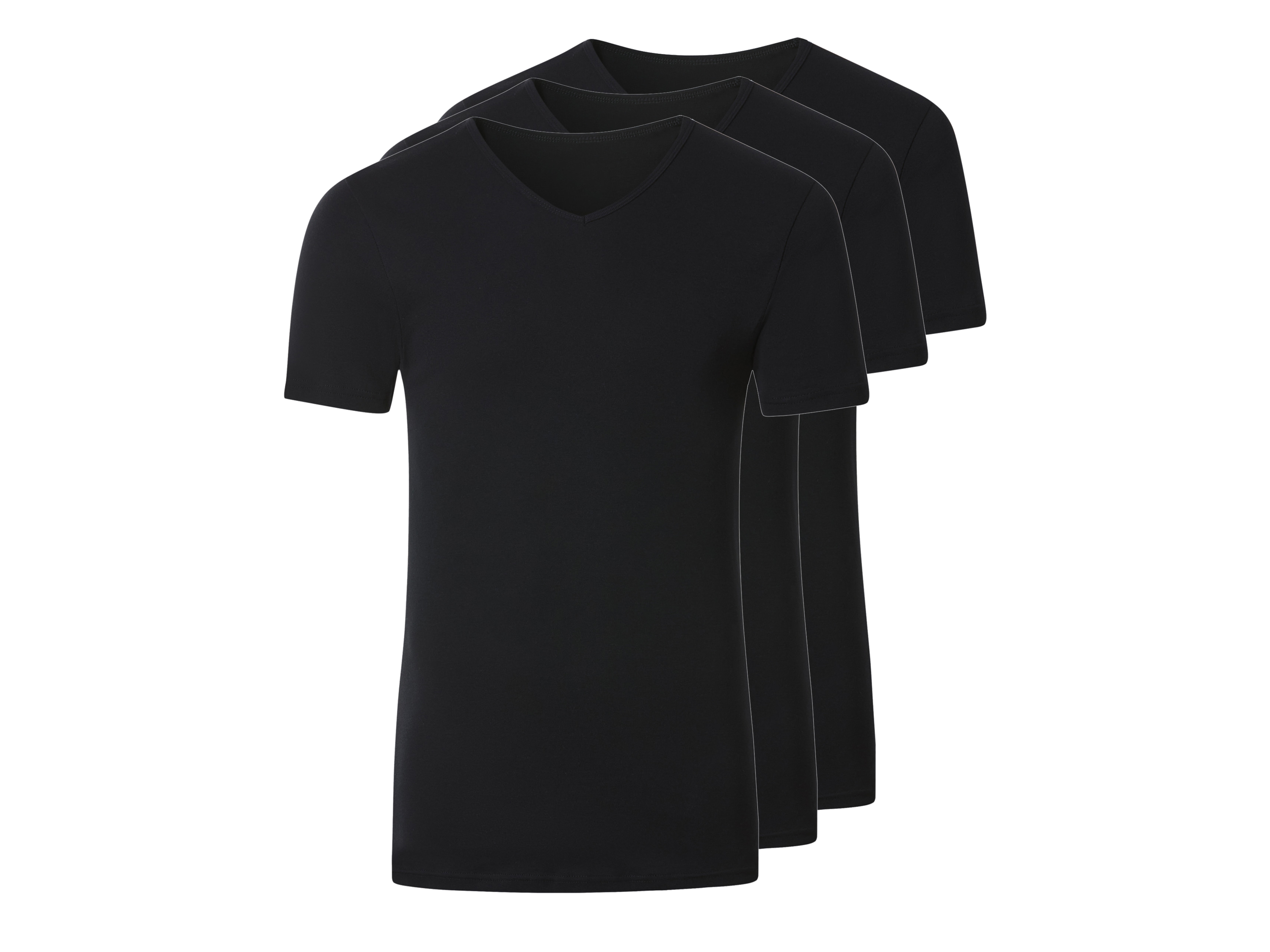 esmara Men Podkoszulki męskie z bawełny, 3 sztuki Dekolt w kształcie litery V, Czarny, 7/Xl