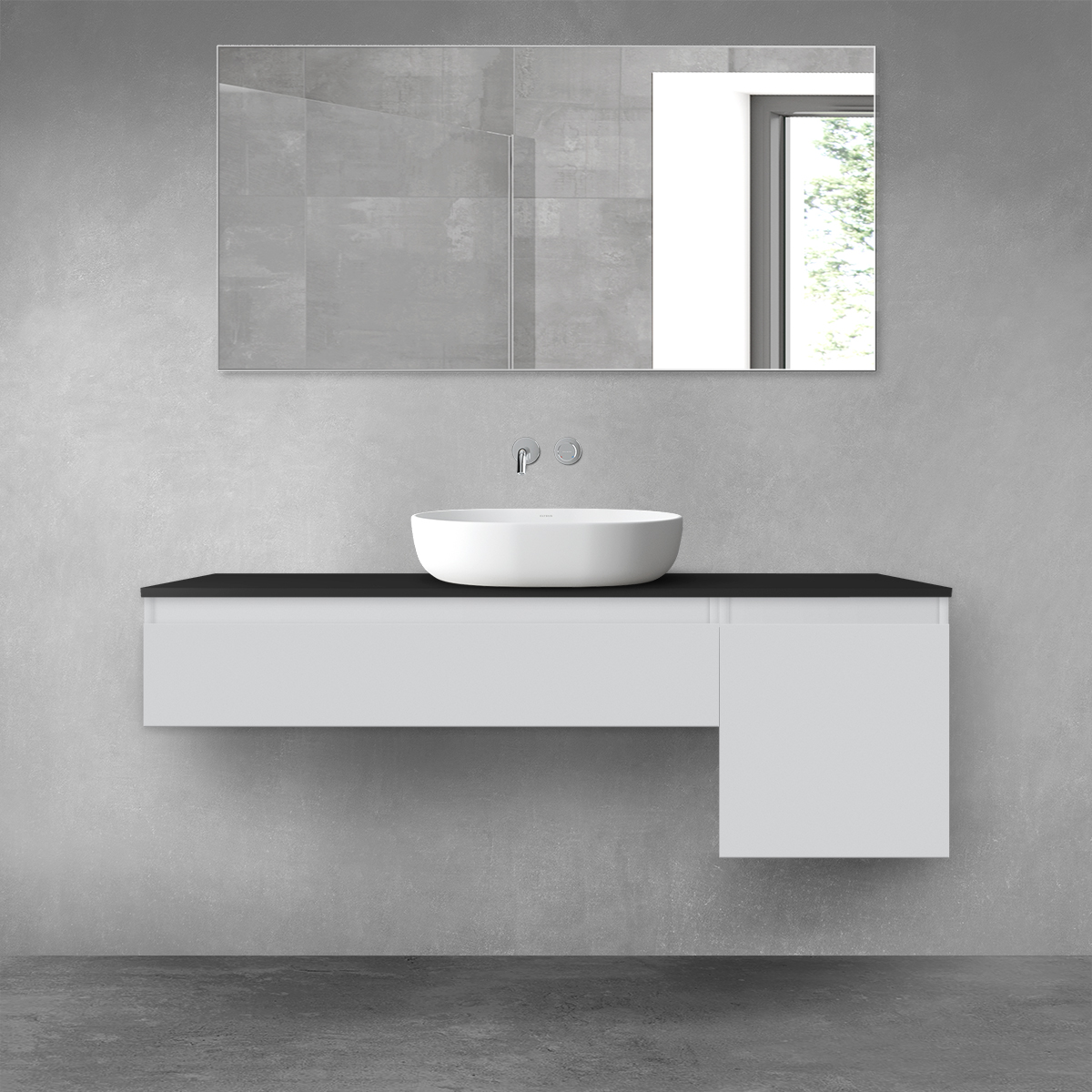Darmowa Dostawa - Zestaw mebli łazienkowych 140x46.4x48.6 cm podumywalkowa wisząca czarna Oltens Vernal 68287700