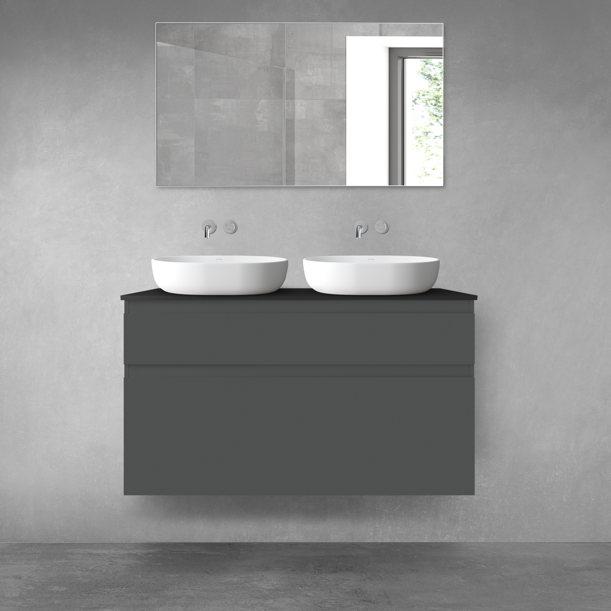 Darmowa Dostawa - Zestaw mebli łazienkowych 120x46.4x72.2 cm podumywalkowa wisząca czarna Oltens Vernal 68233400