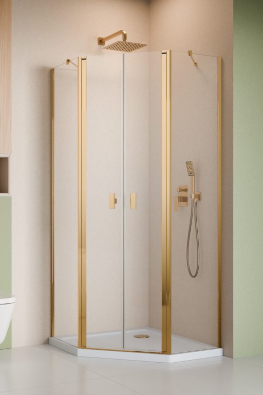 Darmowa Dostawa - Ścianka prysznicowa 44.7 cm złoty połysk/szkło przezroczyste Radaway Nes Gold PTD 100516000901
