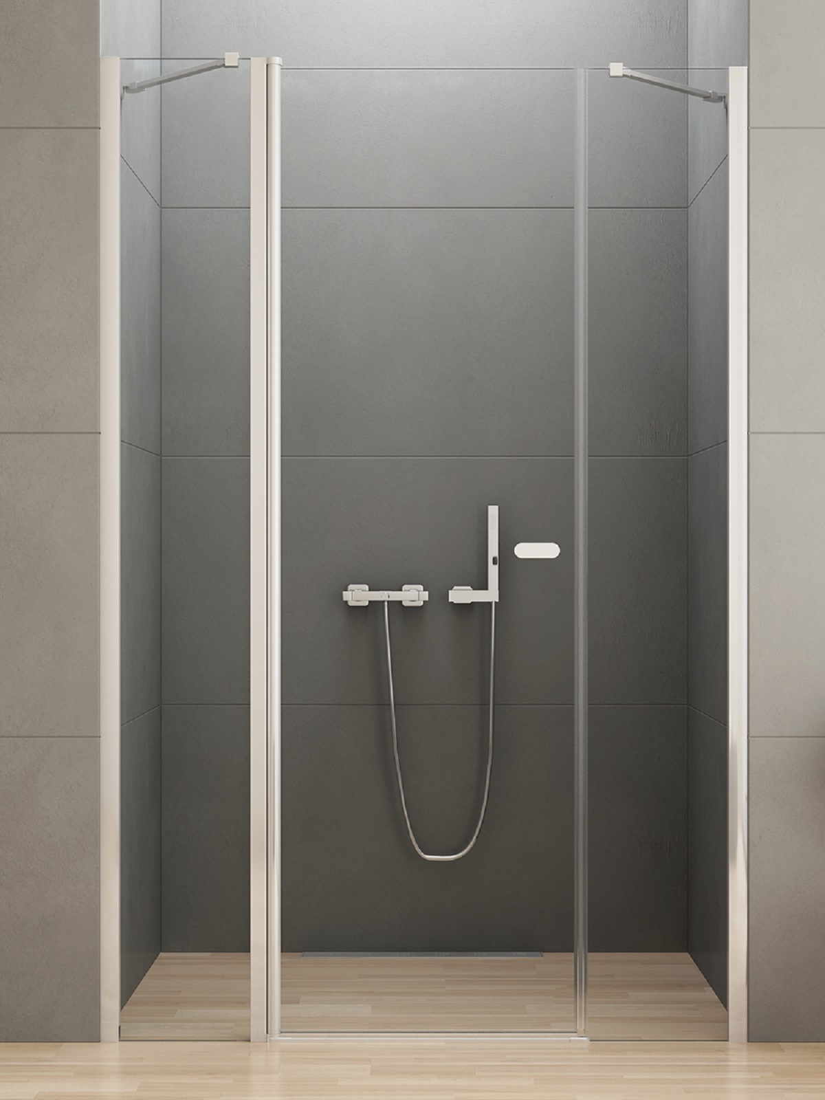 Darmowa Dostawa - Drzwi prysznicowe 120 cm uchylne chrom połysk/szkło przezroczyste New Trendy New Soleo D0172A