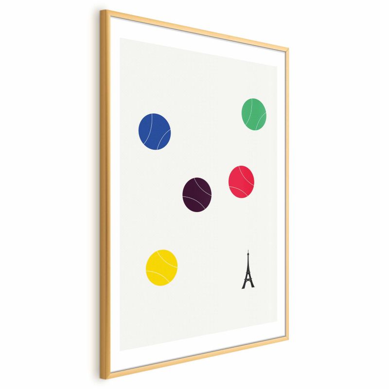Plakat Artgeist Wieża Eiffla i tenis 21x30 cm z ramą złotą z marginesem 1 szt