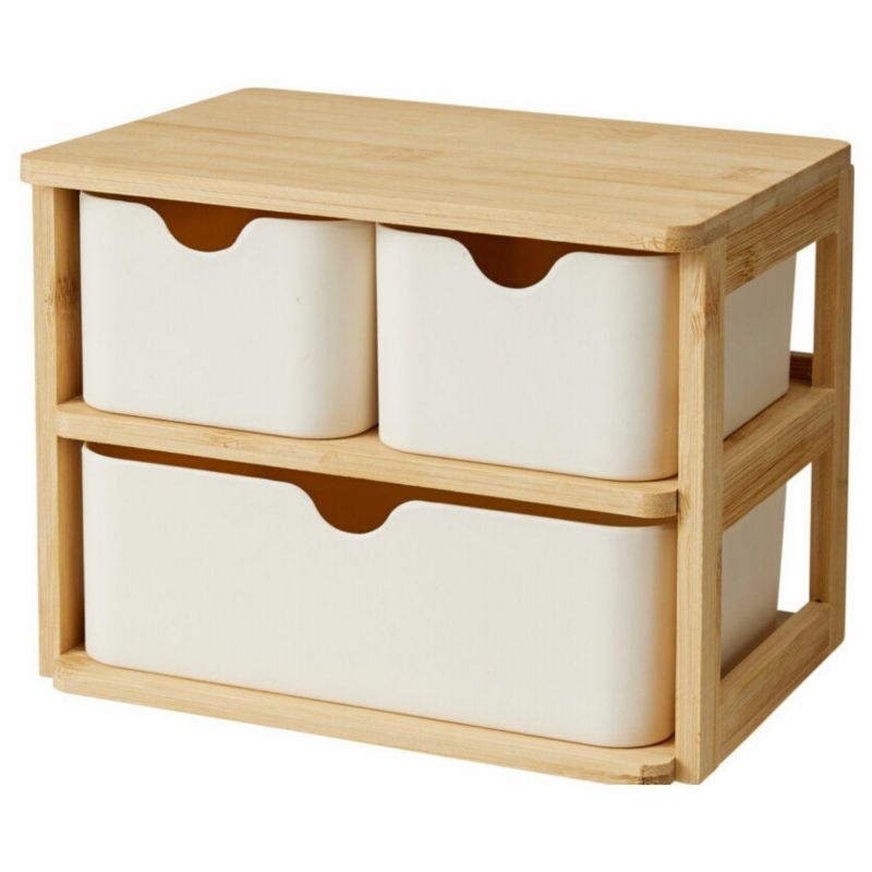 Organizer HowHomely 3 szuflady bambusowy 19,5x15x15 cm 1 szt.