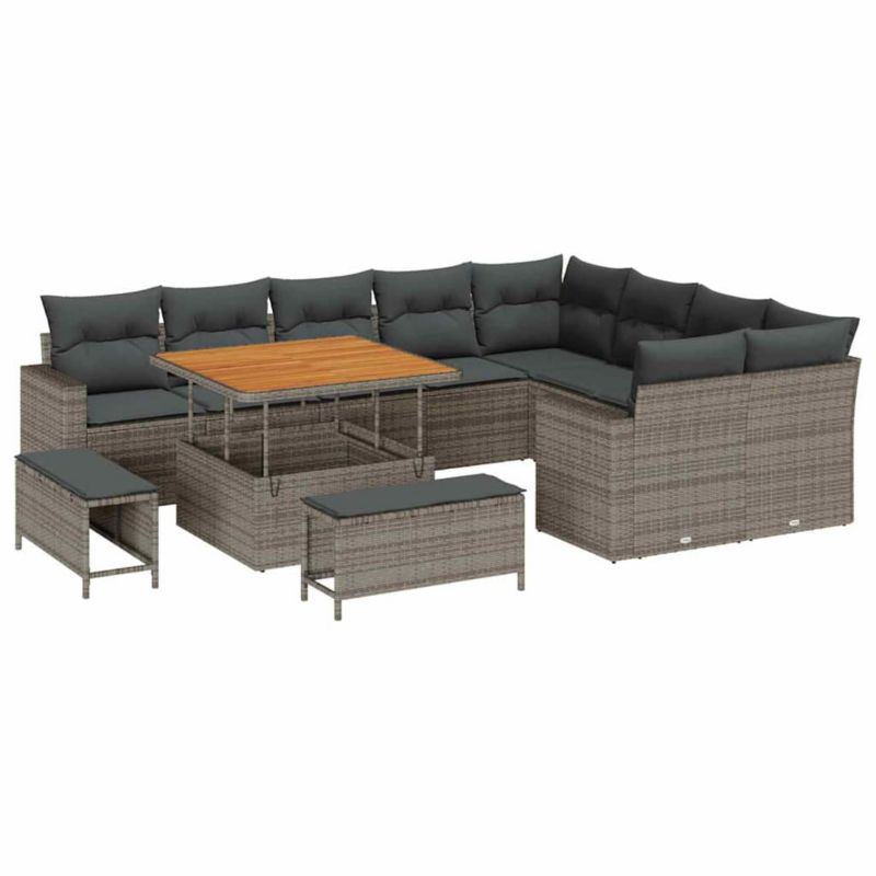 Zestaw mebli ogrodowych barowy WaszeMeble 11-osobowy polirattan szary WM-3361648 1 kpl