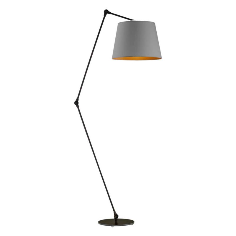 Lampa stojąca Volta Light Factory podłogowa przegubowa regulowana z abażurem szary ze złotem stożek SOUL 1szt.
