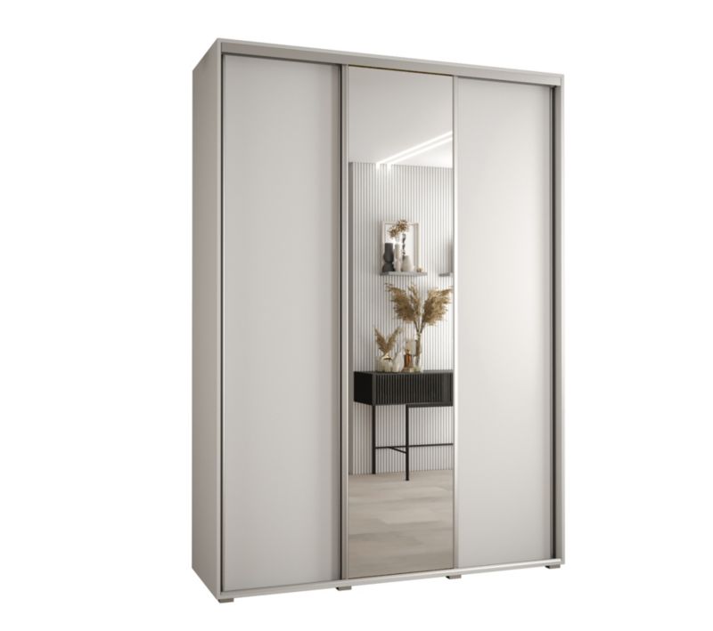 Szafa przesuwna Abiks DAVOS 3 wysoka szer.180cm gł.60cm biały/biały/srebrny 1szt.