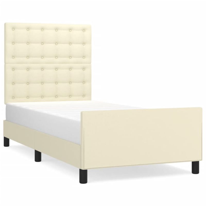Rama łóżka z zagłówkiem kremowa sztuczna skóra WaszeMeble 80x200 WM-3125539 1 szt.