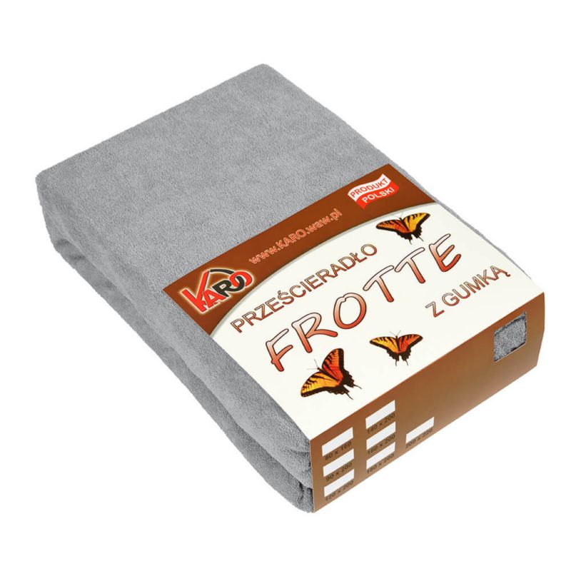 Prześcieradło frotte z gumką KARO 80x200 szare 1 szt.