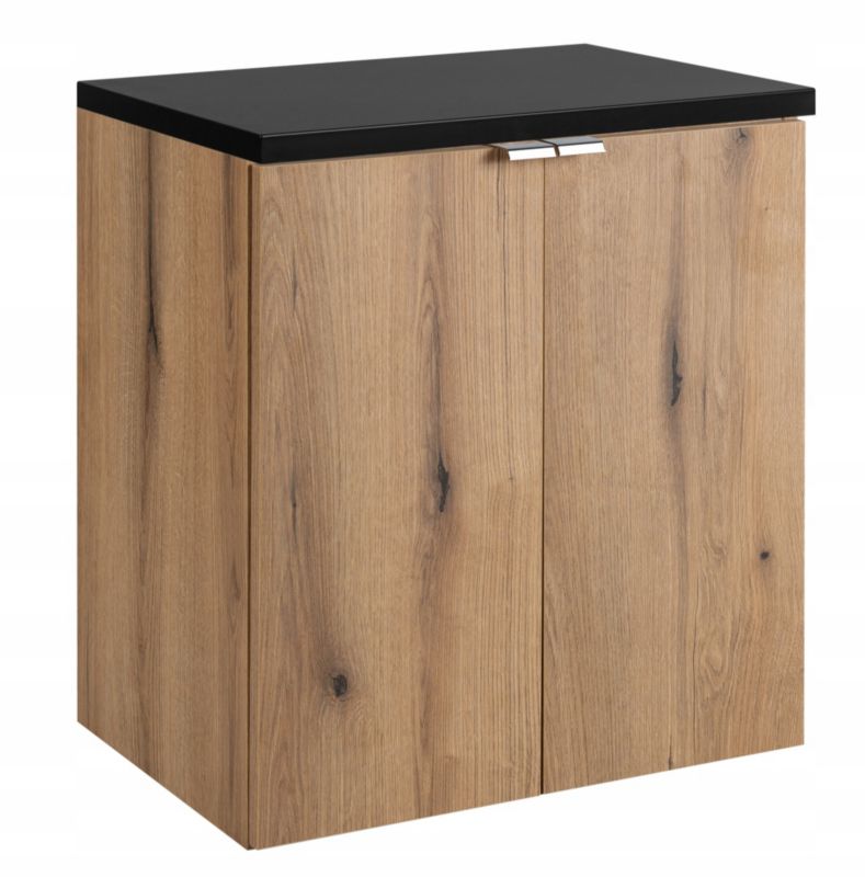Szafka łazienkowa Furnidea 50 cm Wisząca z Czarnym Blatem Dąb Evoke 2 Drzwi 1 szt.