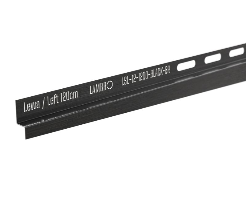 Listwa brodzikowa przyścienna spadkowa Lambro czarny mat 120 cm lewa 1 szt.
