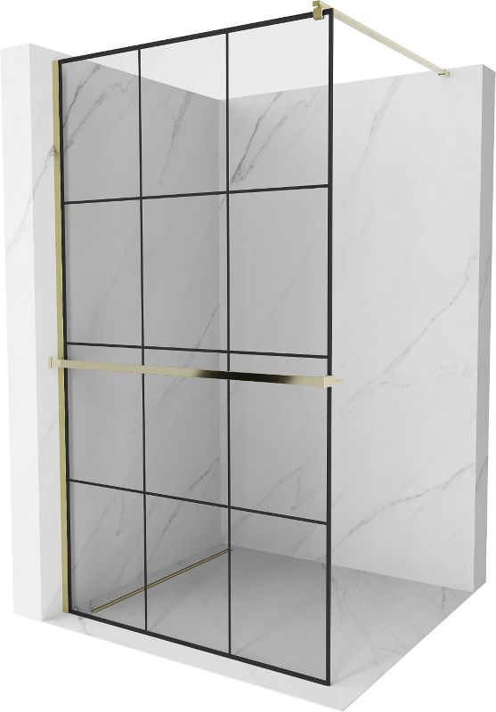 Ścianka prysznicowa Mexen Kioto+ czarny wzór złota 100x200 cm 800-100-121-50-77 1 szt.