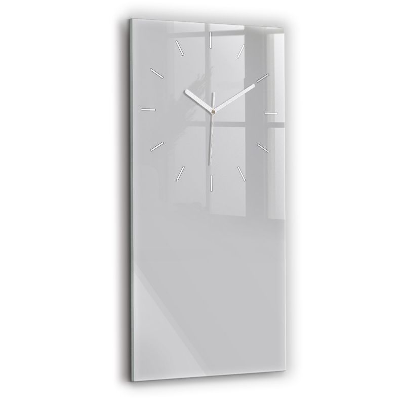 Zegar szklany białe wskazówki Wallfluent 30x60 cm Kolor jasny szary 1 szt.
