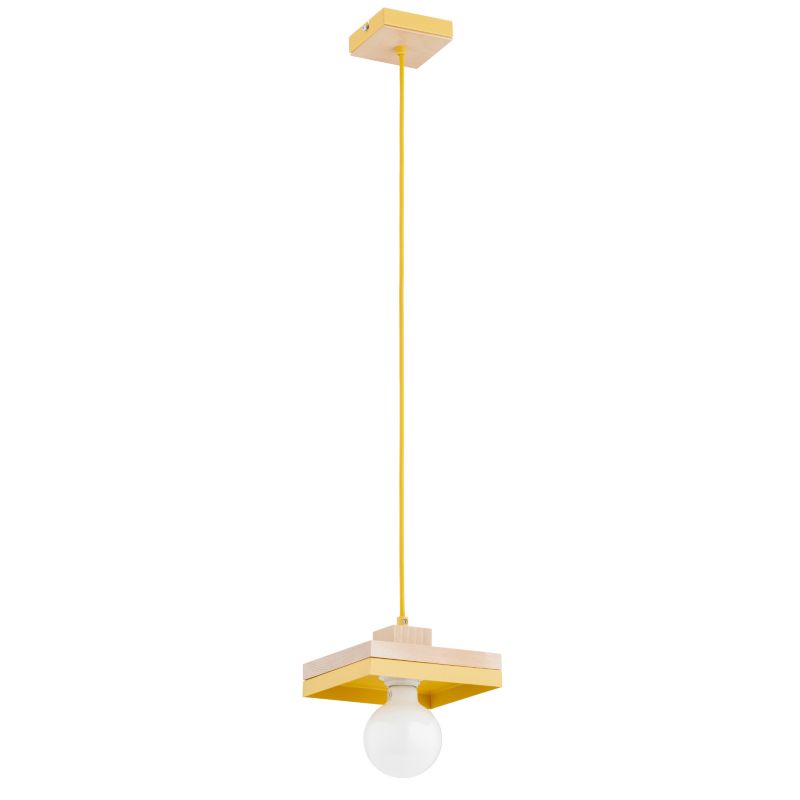 Lampa wisząca drewniane elementy Alfa MIKO żółto-pomarańczowa 1xE27x15W IP20 wym:90x18x18cm - 1 szt.