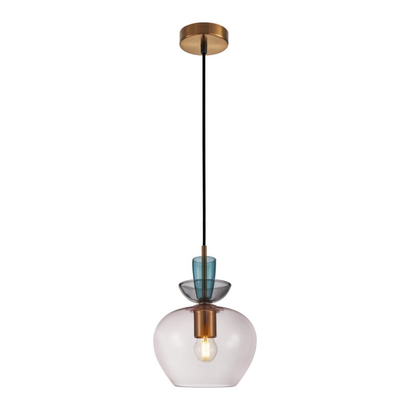 Lampa wisząca Italux FANDA miedziano-różowo-niebieska 1xE27x40W wym:100x19x19cm IP20 -1 szt.