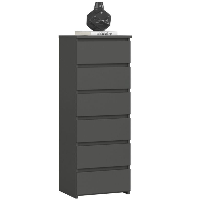 Komoda Akord CL6 Grafit Szary 40 cm 6 szuflad kolor Grafit Szary mat 40x35x109 cm 1 szt.