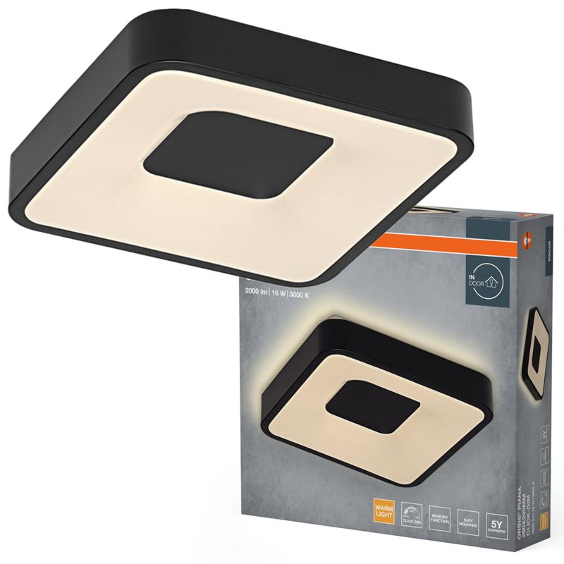 Plafon LED Orbis Osram Lampa Sufitowa Oprawa Natynkowa 16W 1000lm 3000K Kwadratowy Czarny 1 szt.