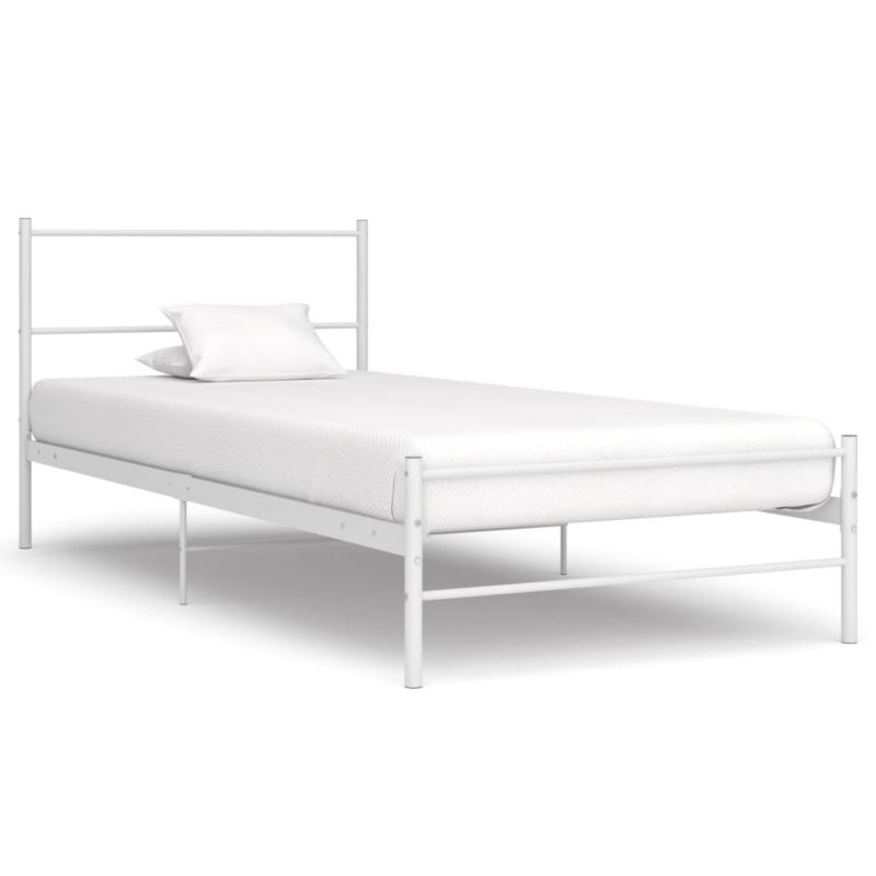 Łóżko metalowe VidaXL białe z elastycznymi listwami 1 szt. 200 x 90 cm