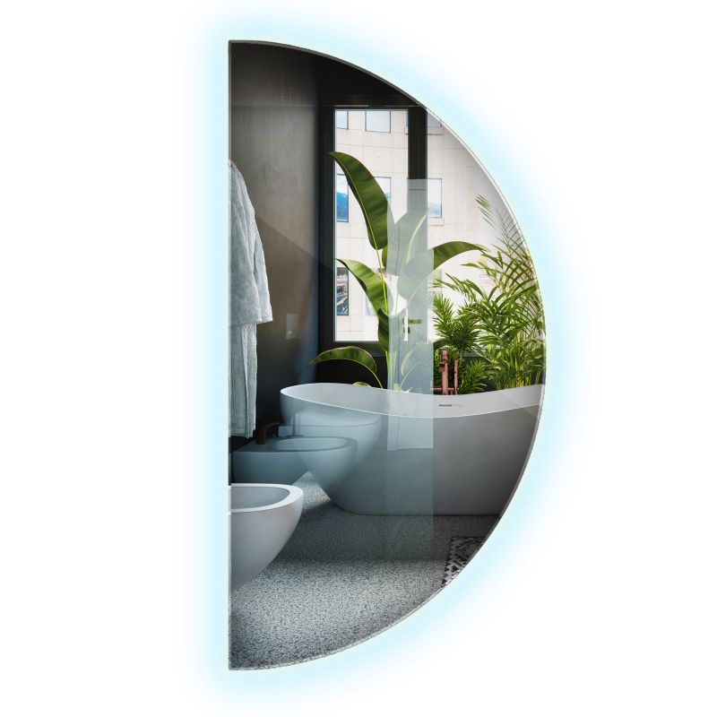 Podświetlane Półokrągłe Lustro Wallfluent 45 x 90 cm LED Zimna Barwa 1 szt.